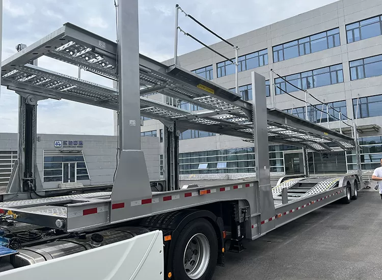 Galvanized double-layer screw lift car transport trailer can transport 8 cars